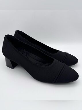 VIVAIA Julie Pro Black Almond Toe Chunky Heels Women Size EU 41.5 US 10 NWOB